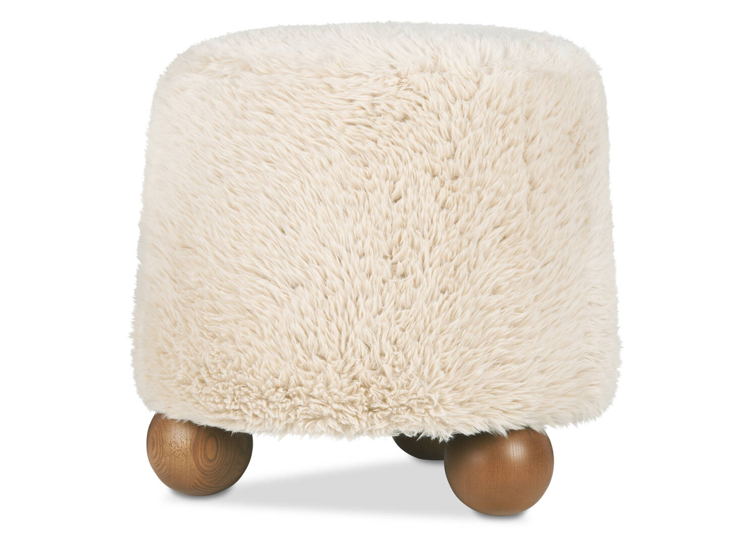 Odin Ottoman -Faux Fur Ivory