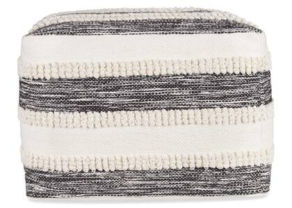 Murphy Stripe Pouf Ivory/Black
