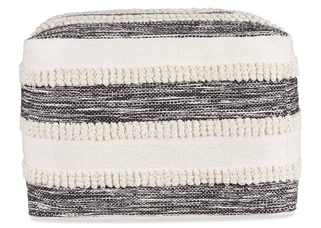 Murphy Stripe Pouf Ivory/Black