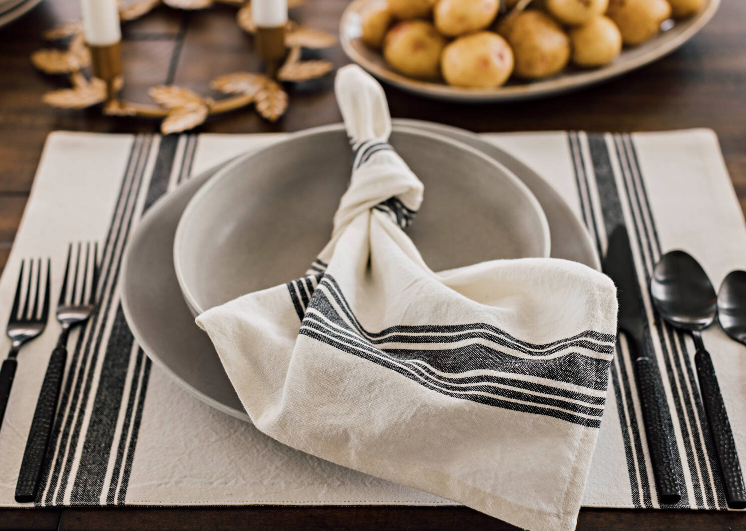 Colette Stripe Cotton Napkin Set of 4