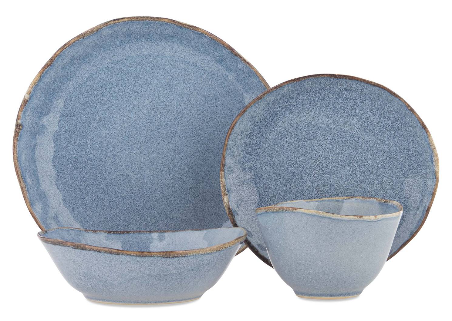 Crofton Glazed 16pc Dish Set Blue
