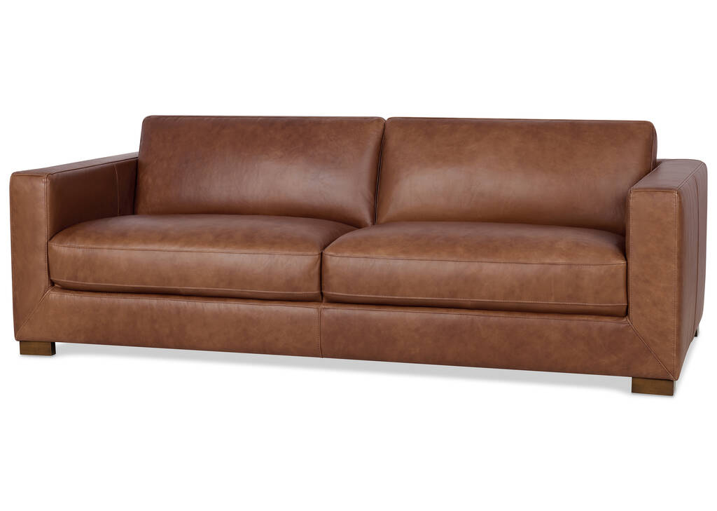 Gaetano Leather Sofa -Saddle Brown