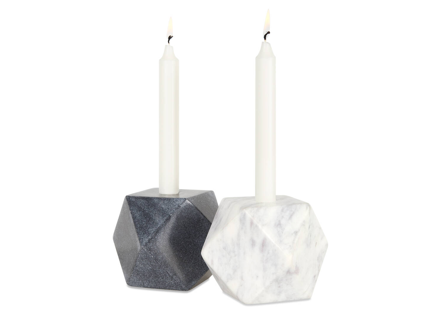 Kota Marble Candle Holder Black