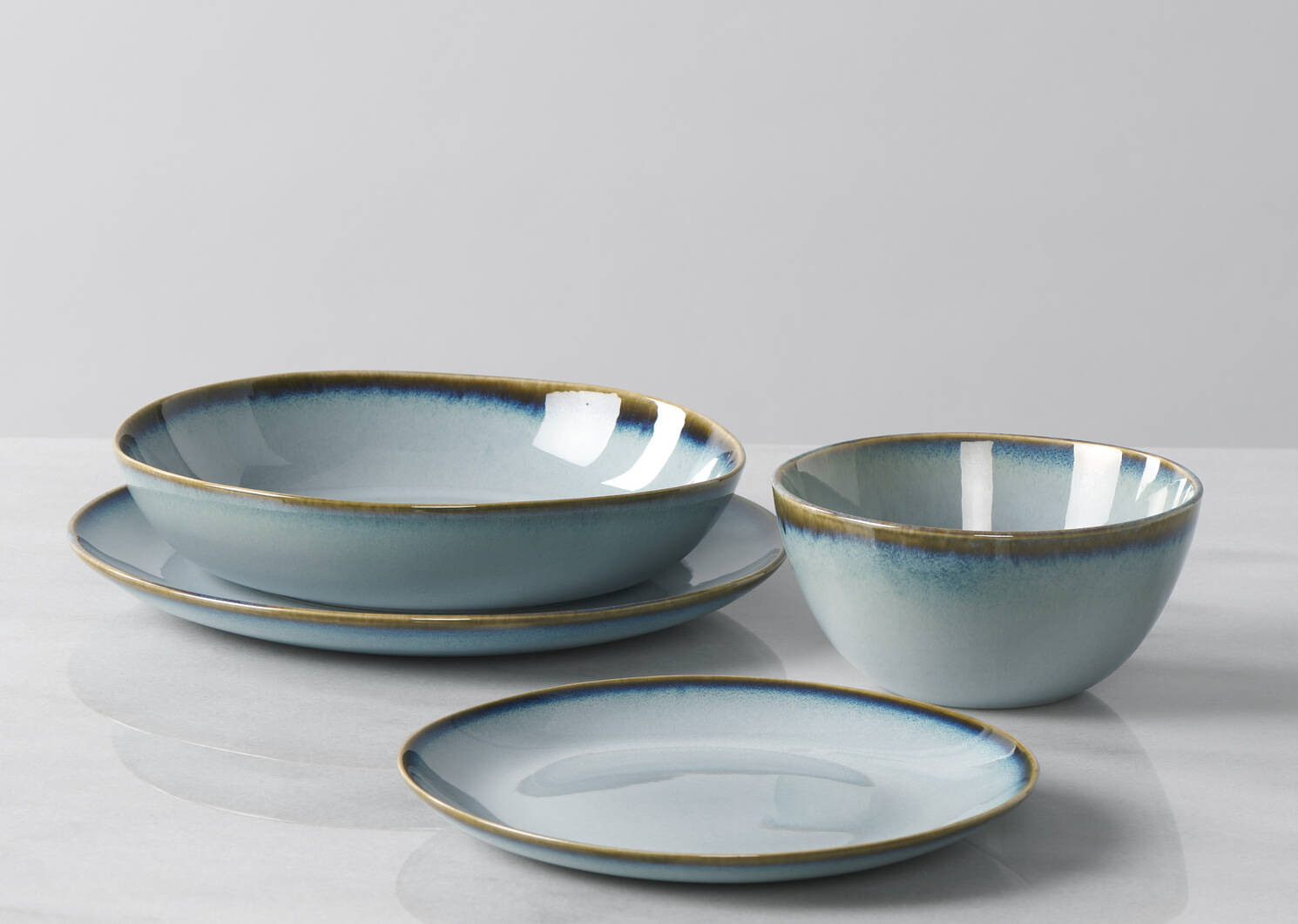 Service vaisselle Burritts 16 p. bleu p.
