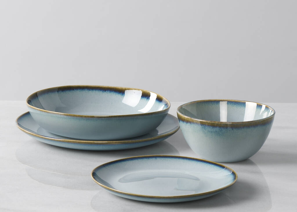 Service vaisselle Burritts 16 p. bleu p.