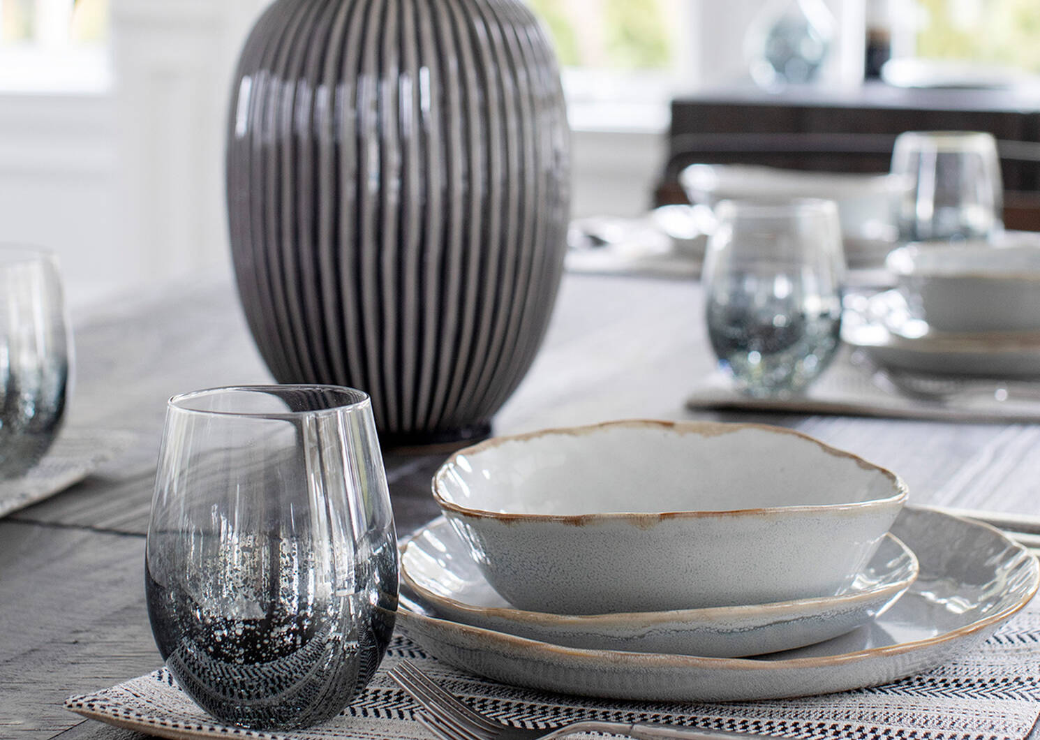 Jovie Stripe Placemat White/Atlantic