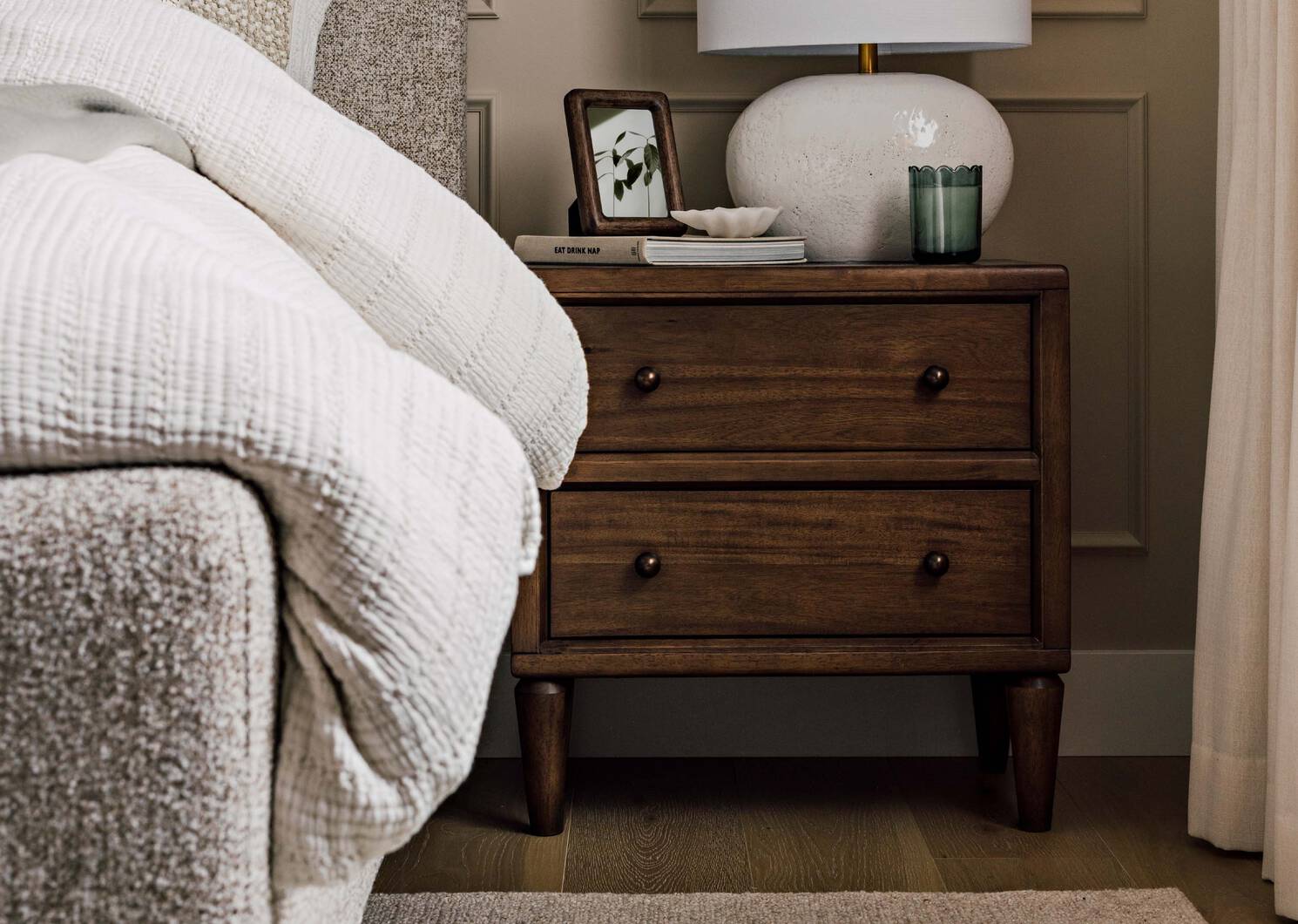 Sylvie 2 Drawer Nightstand -Idris Amber