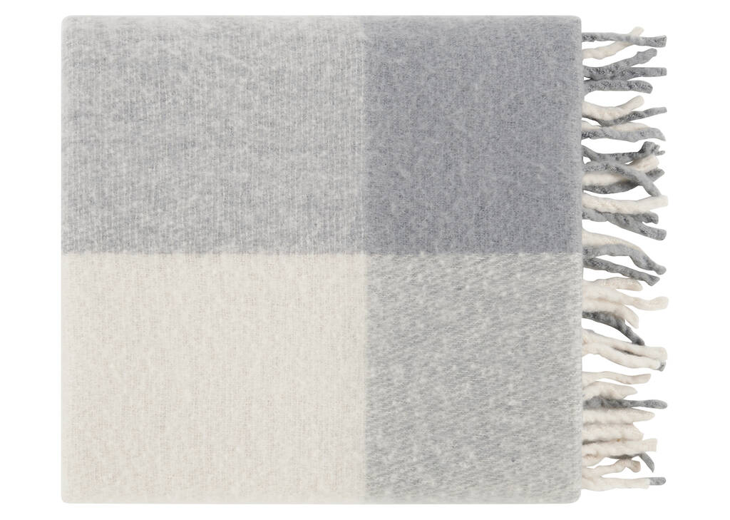 Kennedy Plaid Throw Natural/Grey