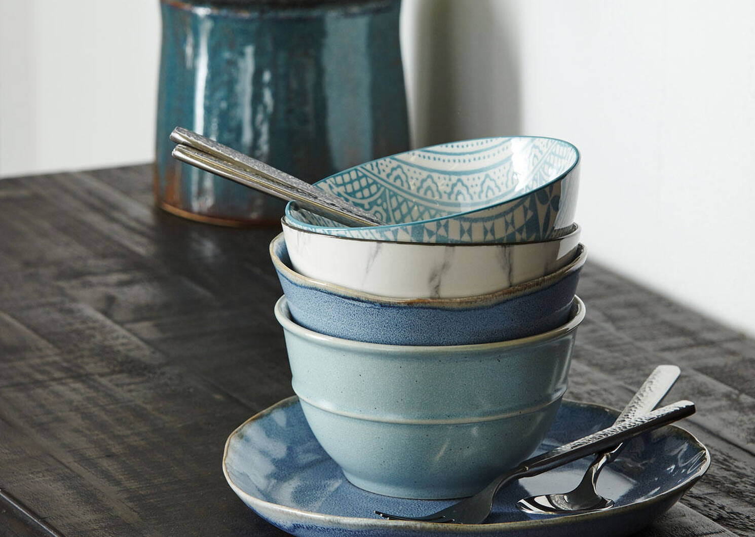 Crofton 16pc Dish Set Blue