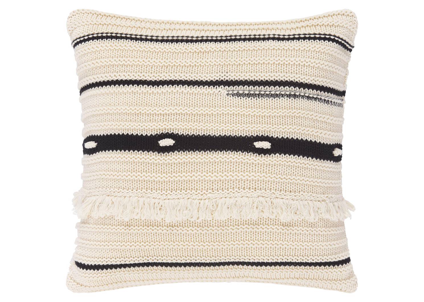 Coussin coton Zendaya 20x20 naturel/noir