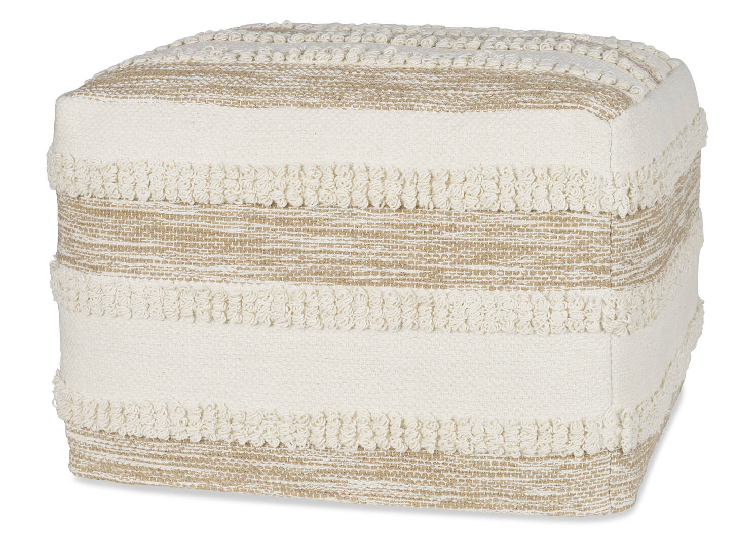 Murphy Stripe Pouf Ivory/Latte