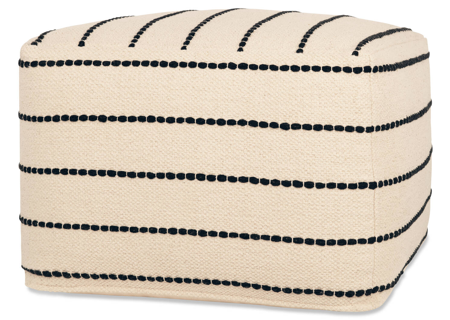 Pouf en coton Furrow ivoire/noir