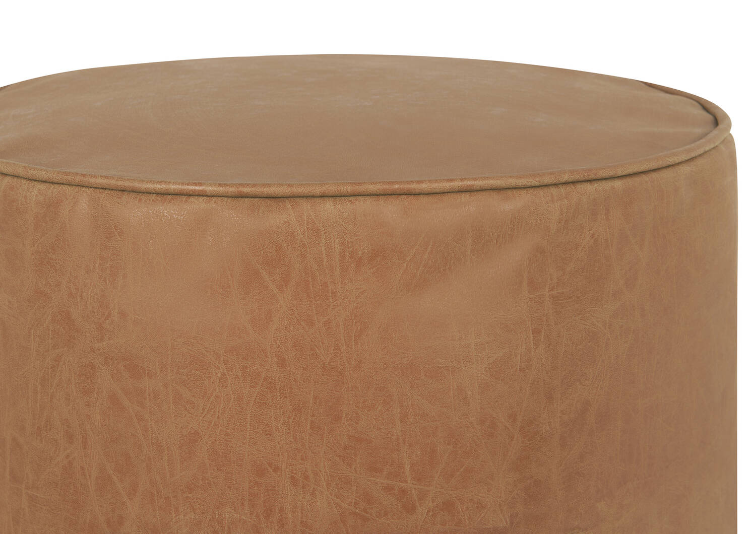 Harlin Faux Leather Pouf Tan