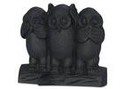 No Evil Owls Door Stop Black