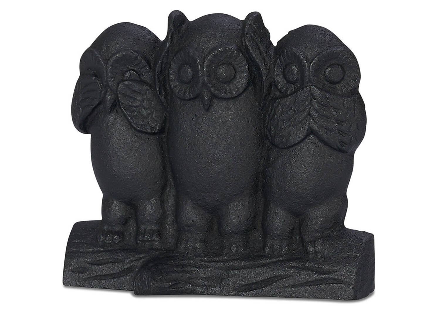 No Evil Owls Door Stop Black