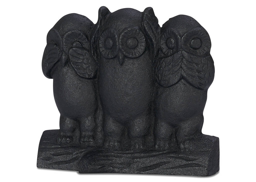 No Evil Owls Door Stop Black