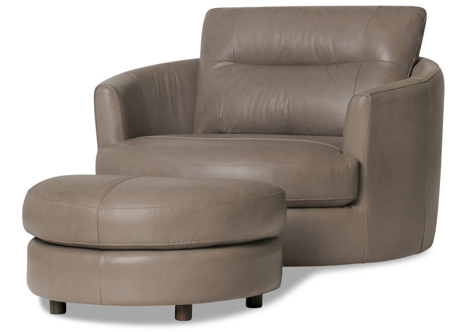 Andros Leather Chair w/ Ottoman -Oxford