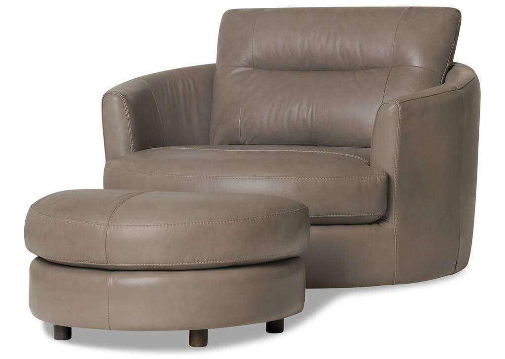 Andros Leather Chair w/ Ottoman -Oxford