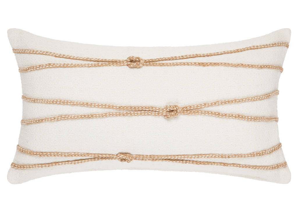 Coussin Knot 12x22 blanc/naturel