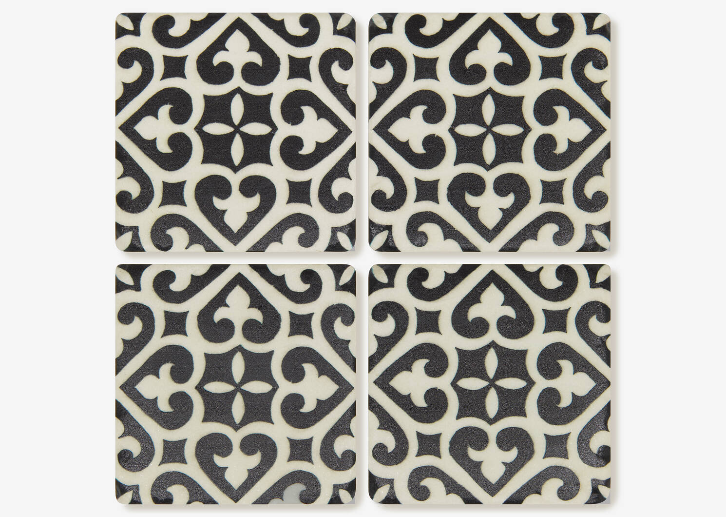 Wallpaper Coaster Set Black/Ivory