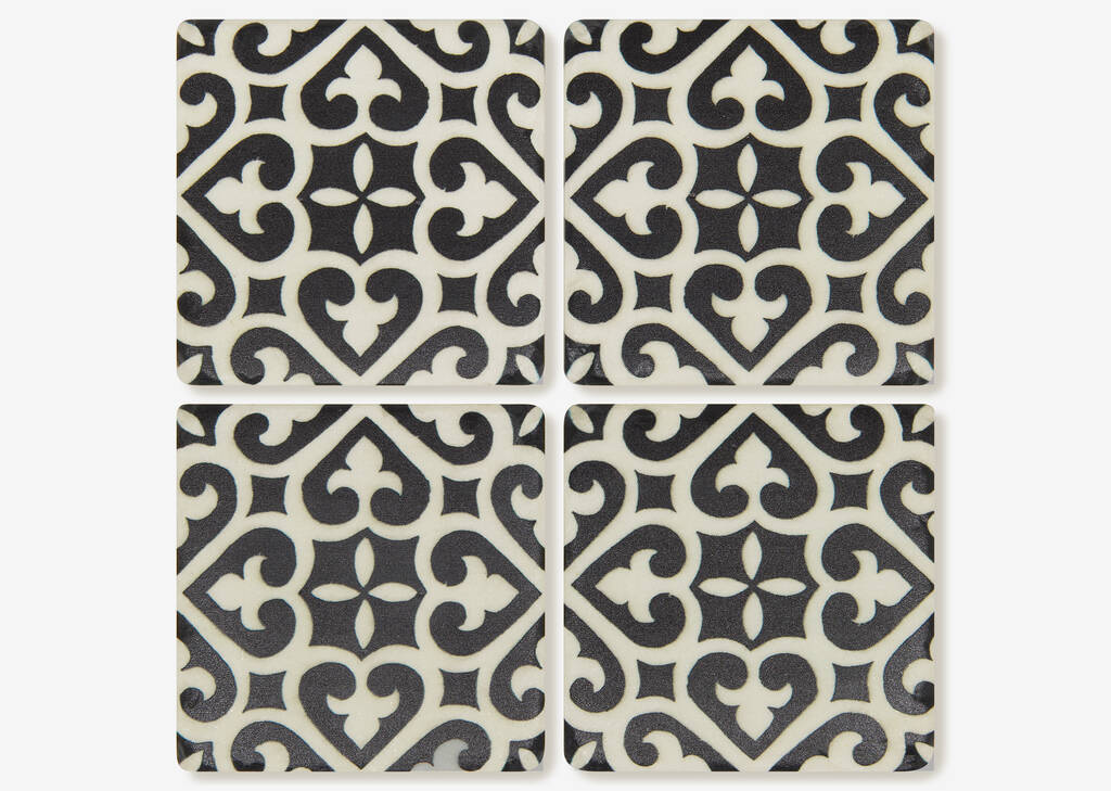 Wallpaper Coaster Set Black/Ivory