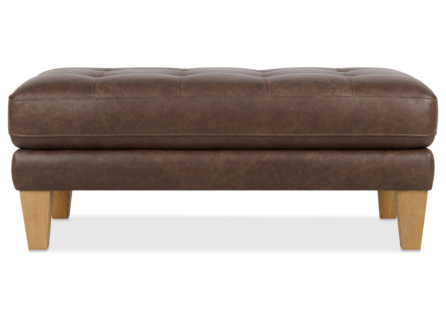 Carson Leather Ottoman -Wes Rum