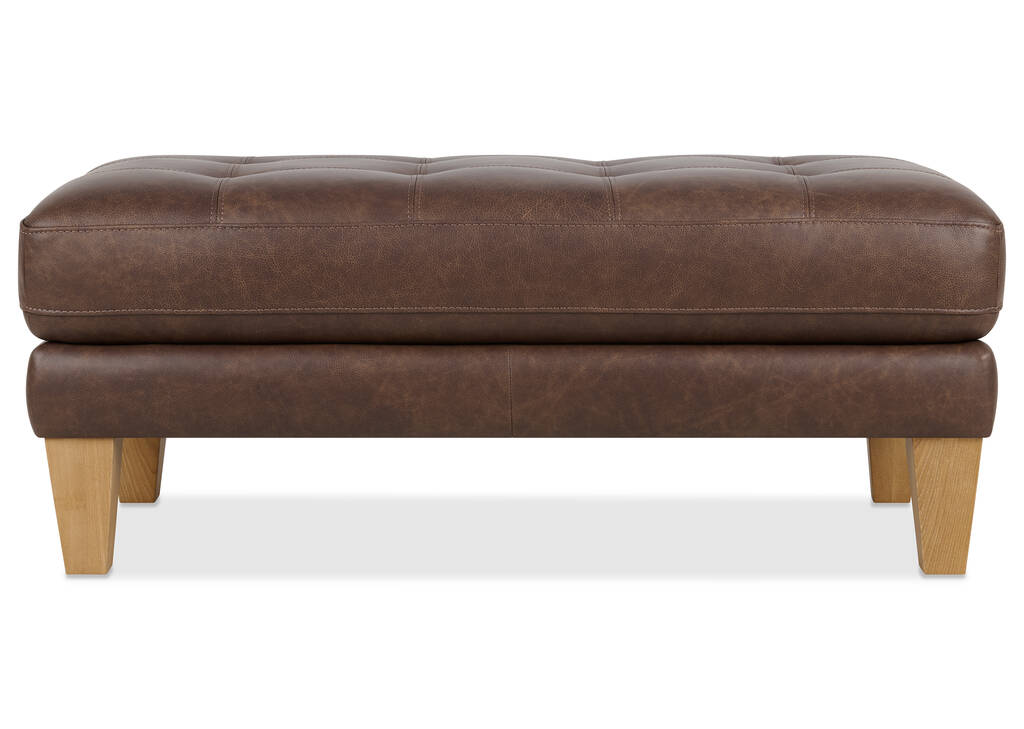 Carson Leather Ottoman -Wes Rum
