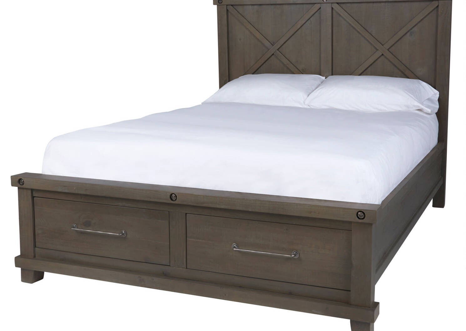 Ironside Storage Bed -Rustic Grey, QUEEN