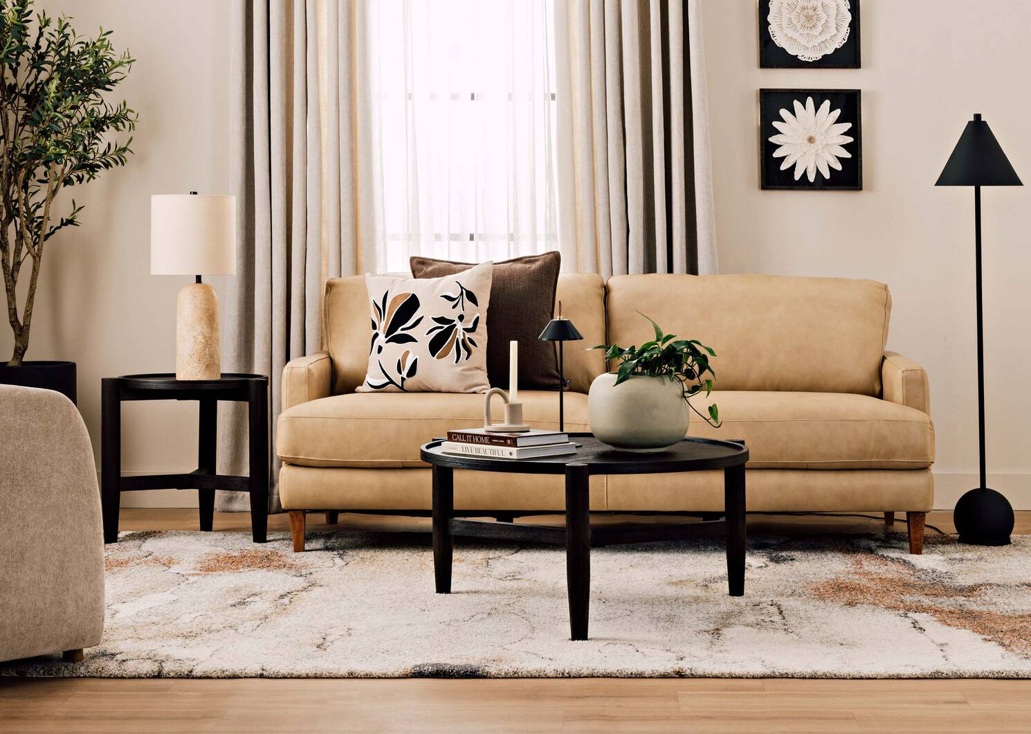 Nicolo Leather Sofa -Dutton Khaki