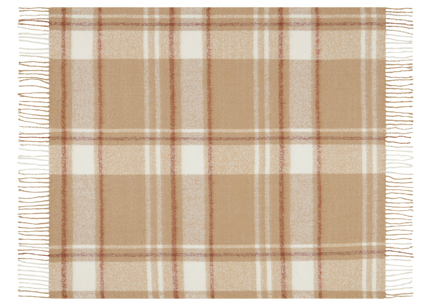 Aaron Plaid Throw Camel/Ivory/Cognac