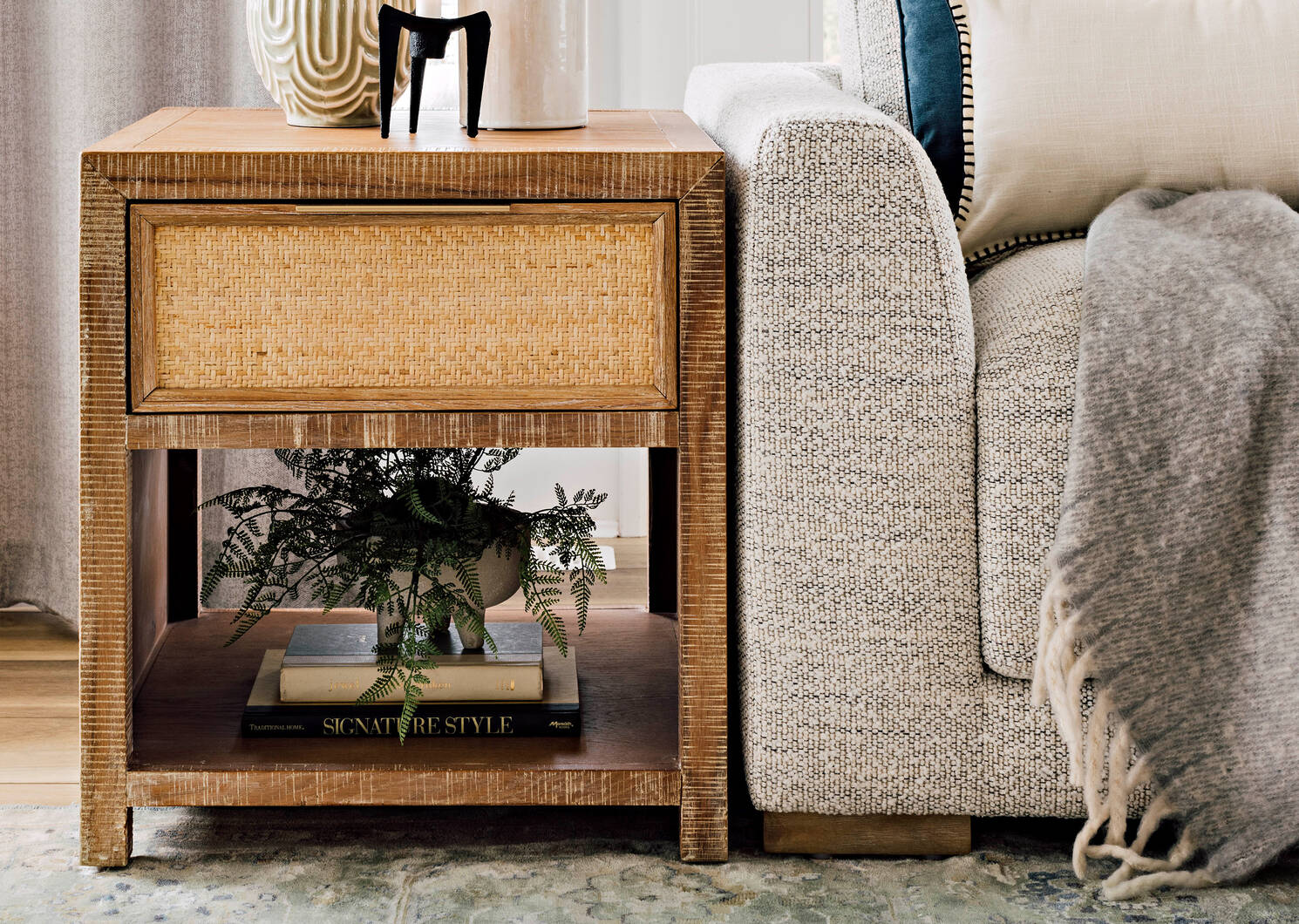 Graham Side Table -Ayr Drift/Rattan