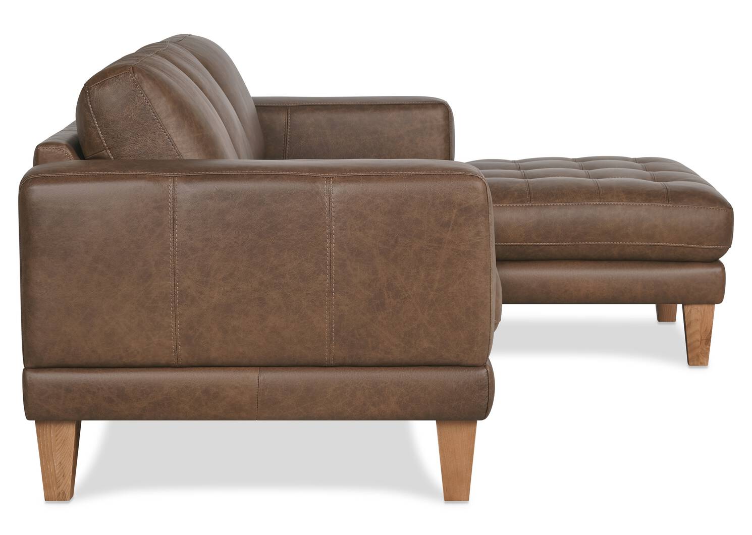 Carson Leather Sofa Chaise RCF -Wes Rum
