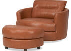 Andros Leather Chair w/ Ottoman -Tan