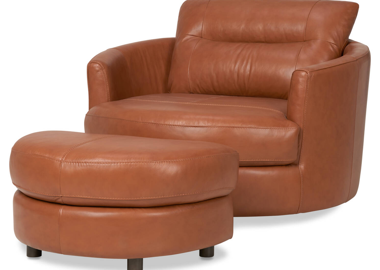 Andros Leather Chair w/ Ottoman -Tan