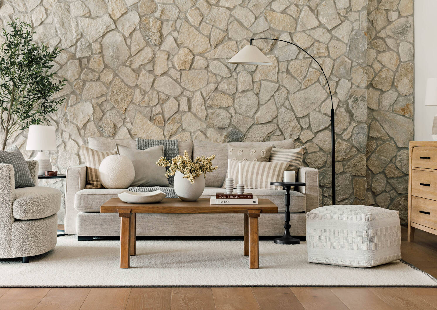 Adrian Pouf Natural/Grey
