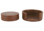 Tenly Coaster Set with Holder Cognac