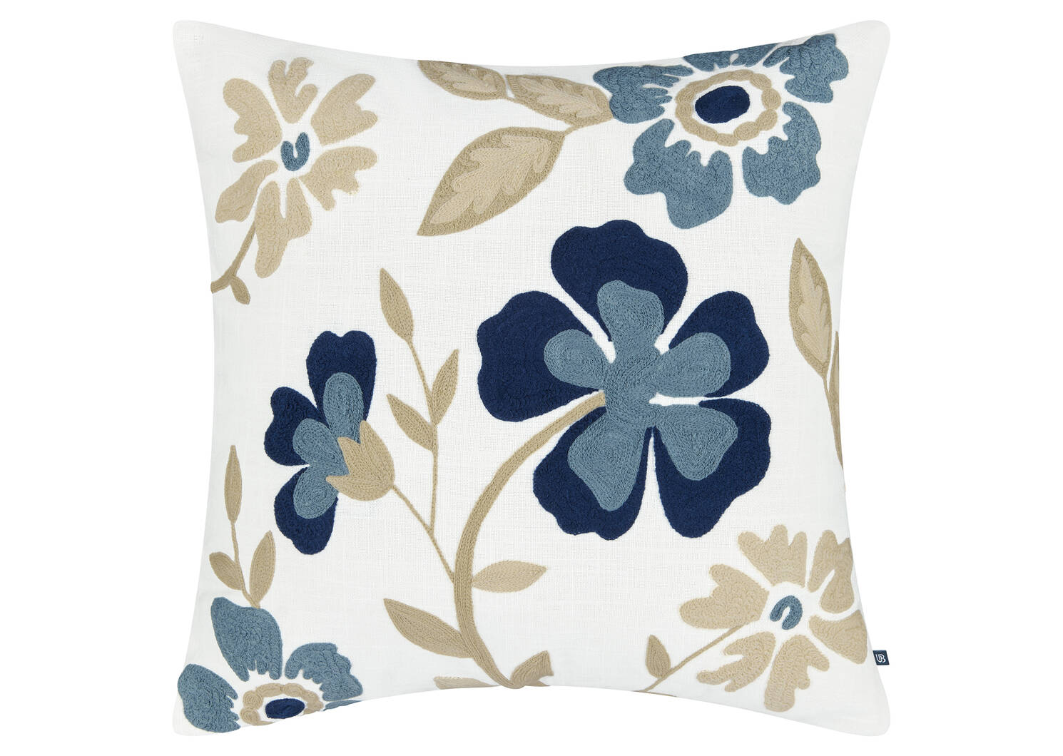 Suri Cotton Floral Pillow 20x20 Iv/Blue