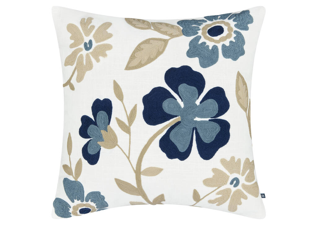 Suri Cotton Floral Pillow 20x20 Iv/Blue