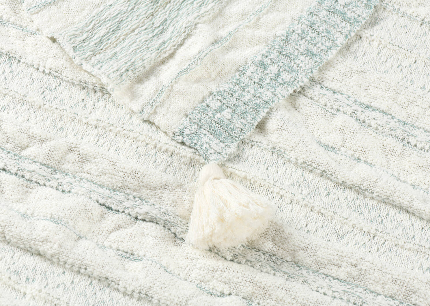 Rafe Cotton Striped Throw Ivory/Blue