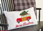Woody Wagon Toss 12x22 Natural/Red