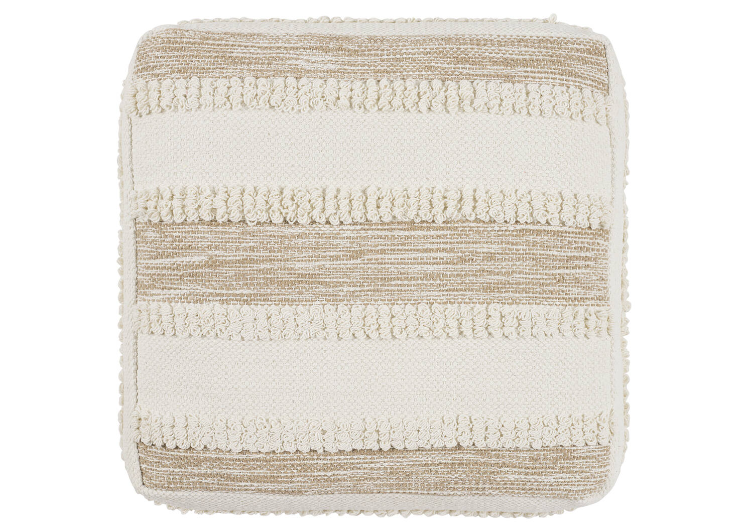 Murphy Stripe Pouf Ivory/Latte