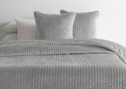 Bacall Velvet Bedspread Light Grey