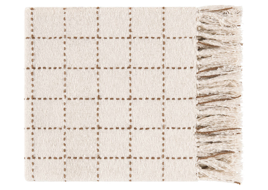 Hendricks Cotton Check Throw Nat/Caramel