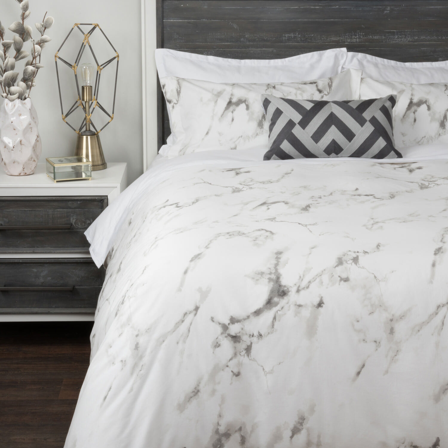 Carrara Duvet Set King White Grey