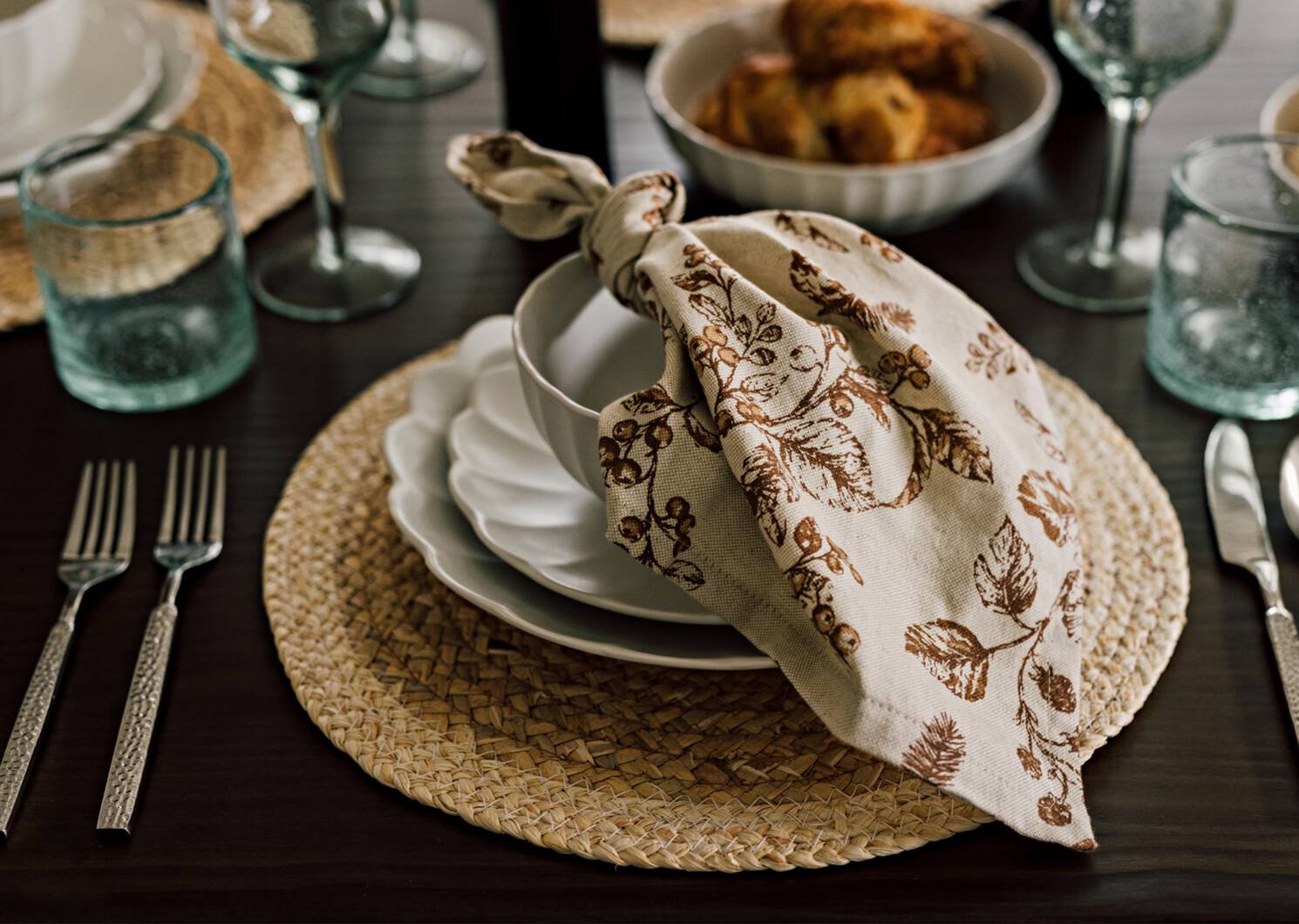 Acorn Napkins Set of 6 Natural/Fawn