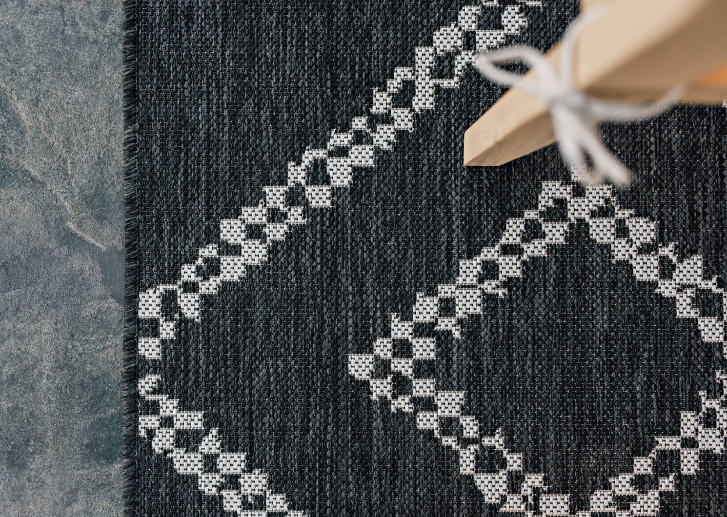 Tapis ext. Loreto 79x115 noir/blanc