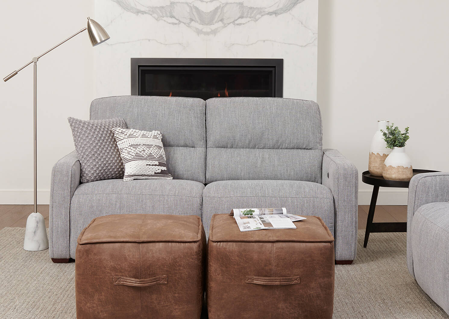 Encore Reclining Sofa Avery Grey Urban Barn
