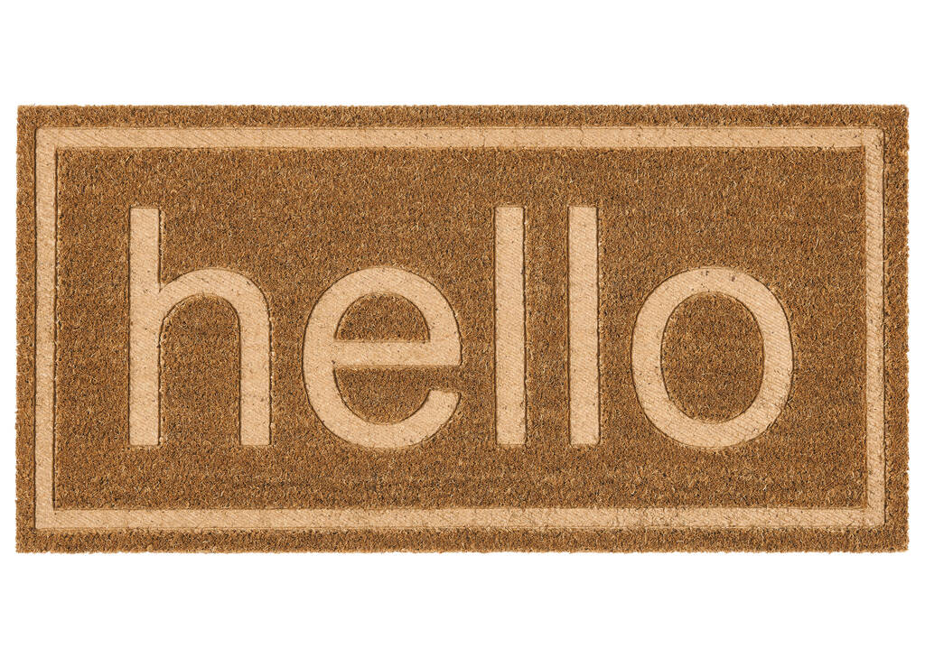Paillasson en relief Hello naturel
