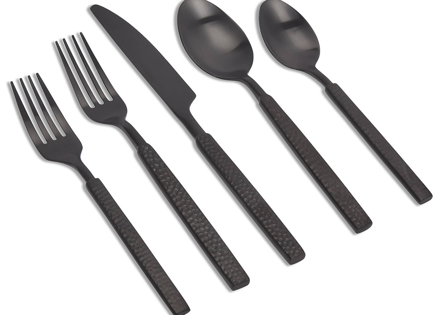 Hammered 5pc Cutlery Set Matte Black