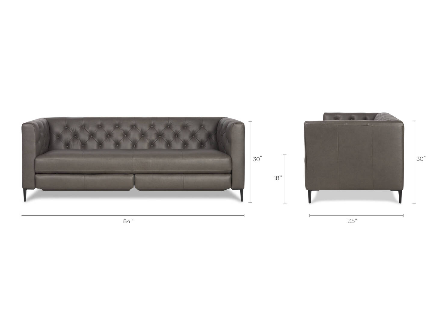 Mckay Leather Relaxer Sofa -Ashby Stone